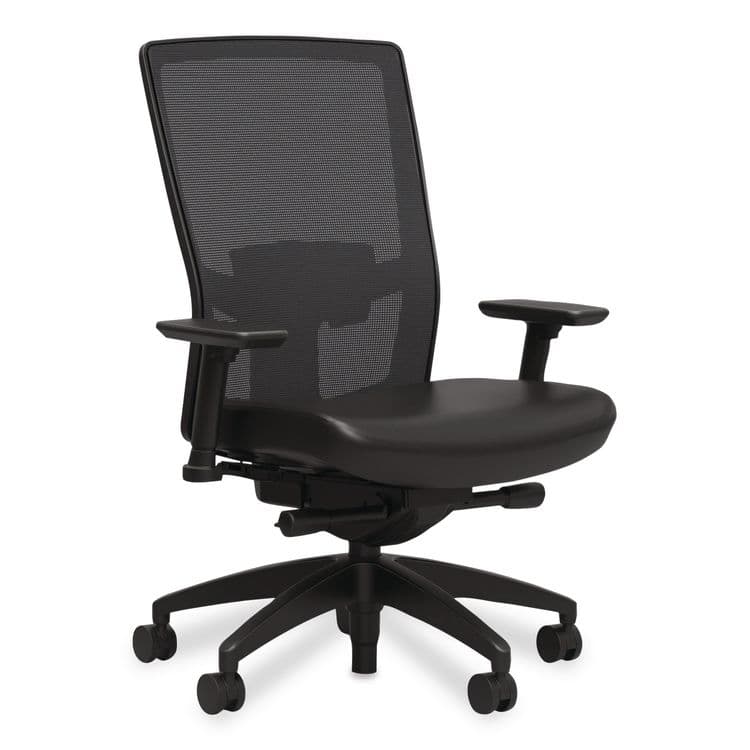 WORKPLACE2.0 500 Series Vinyl and Mesh Task Chair, Supports Up to 300 lbs, 17.8" to 22.8" Seat Height, Black Seat, Black Back, Black Base (WLB51974)