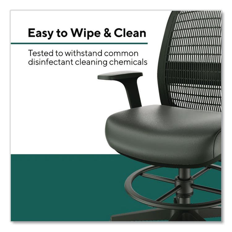 WORKPLACE2.0 Health Bedford Drafting Stool, Supports Up to 275 lb, 26.5x 33.6 Seat Height, Black Seat, Black Back, Black Base (WLBWP62575) thumbnail 2