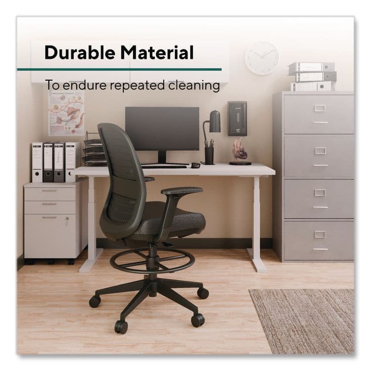 WORKPLACE2.0 Health Bedford Drafting Stool, Supports Up to 275 lb, 26.5x 33.6 Seat Height, Black Seat, Black Back, Black Base (WLBWP62575) thumbnail 3