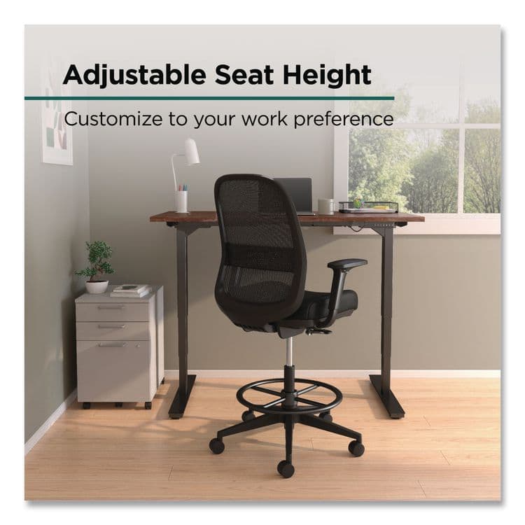 WORKPLACE2.0 Bedford Task Stool, Supports Up to 275 lb, 26.5 x 33.6 Seat Height, Black Seat, Black Back, Black Base (WLBWP62996CC) thumbnail 4