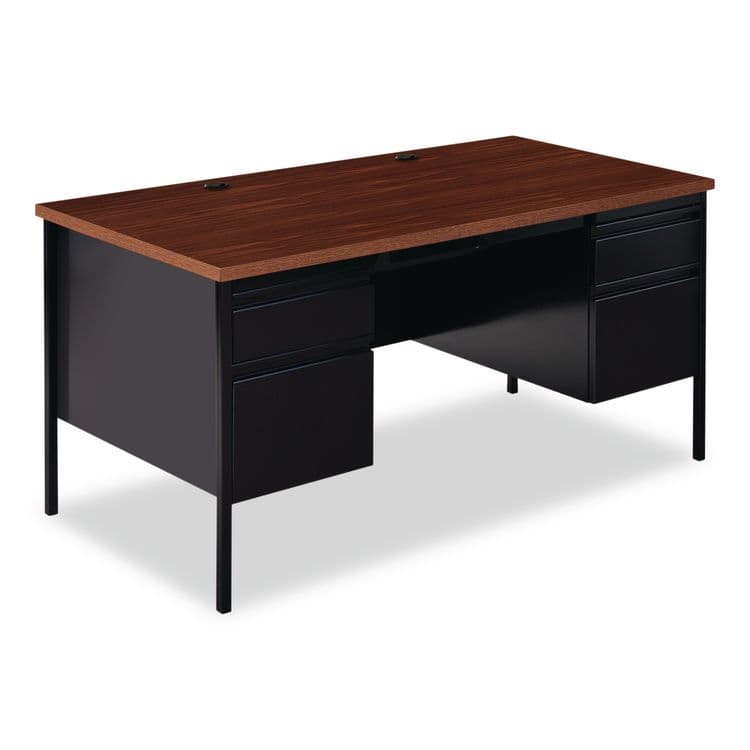 ALERA Double Pedestal Steel Desk, 60" x 30" x 29.5", Mocha/Black, Black Legs (ALEHSD6030BM) thumbnail 3