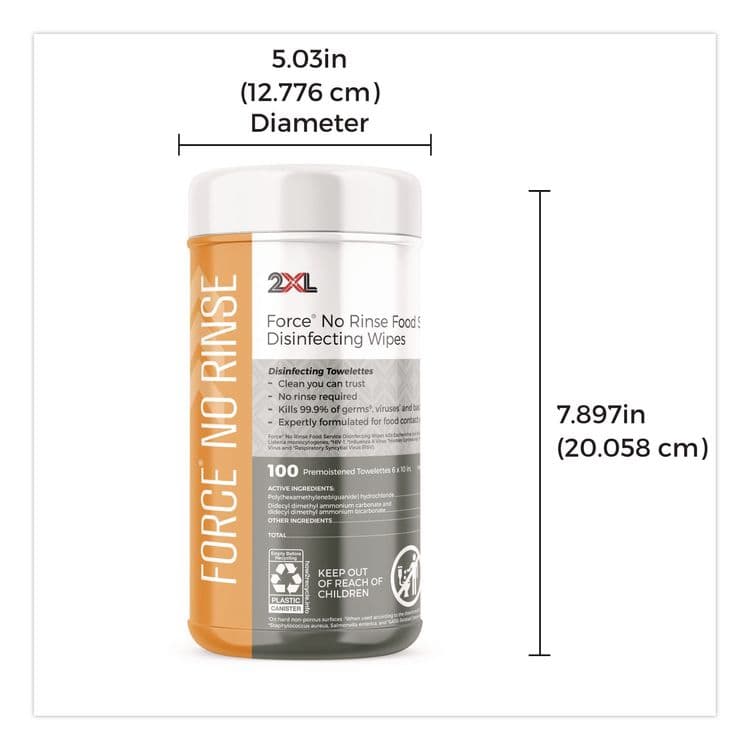 2XL CORPORATION, . Food Service No Rinse Surface Sanitizing Wipes, 1-Ply, 6 x 8, White, 100/Roll, 6 Rolls/Carton (TXL447) thumbnail 4