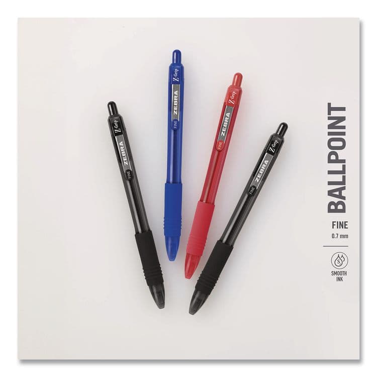 ZEBRA PEN CORP. Z-Grip Recycled Retractable Ballpoint Pen, Medium 0.7 mm, Black Ink, Black Barrel, Dozen (ZEB20710) thumbnail 2