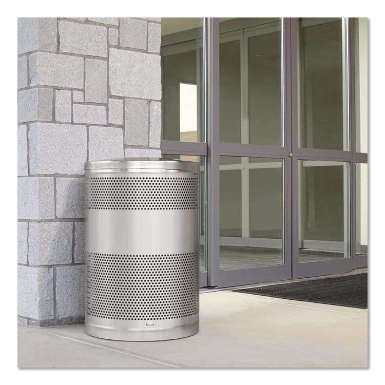 RUBBERMAID COMMERCIAL PROD. Classics Perforated Open Top Receptacle, 51 gal, Steel, Black (RCPS55ETBK) thumbnail 4