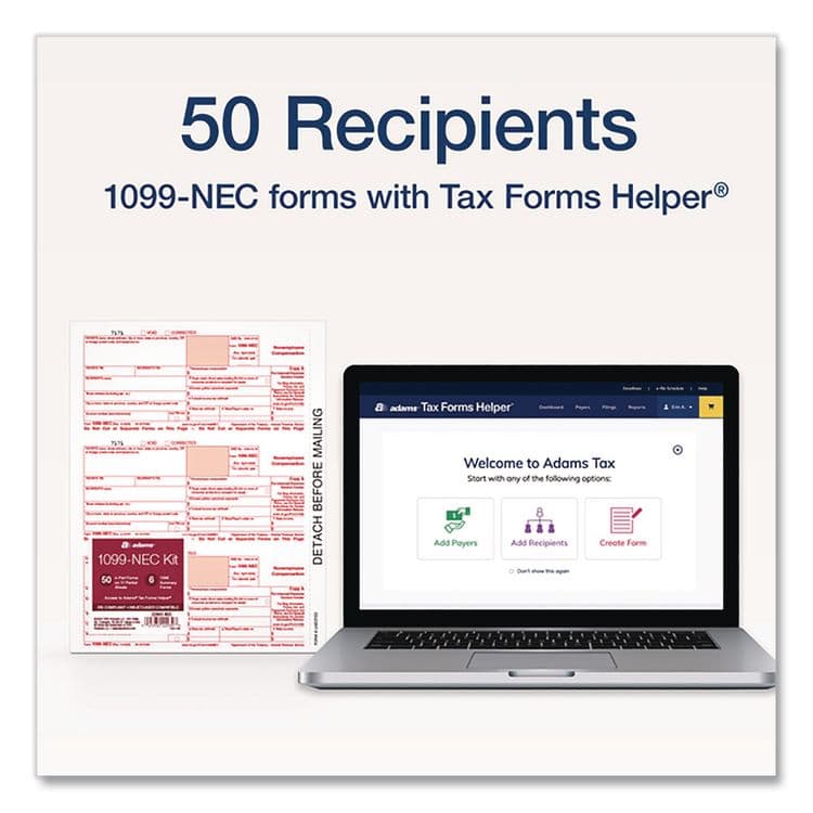 CARDINAL BRANDS . 4-Part 1099-NEC Tax Forms with Tax Forms Helper, Fiscal Year: 2024, 8.5 x 3.5, 3 Forms/Sheet, 50 Forms Total (TOP22993NEC) thumbnail 2