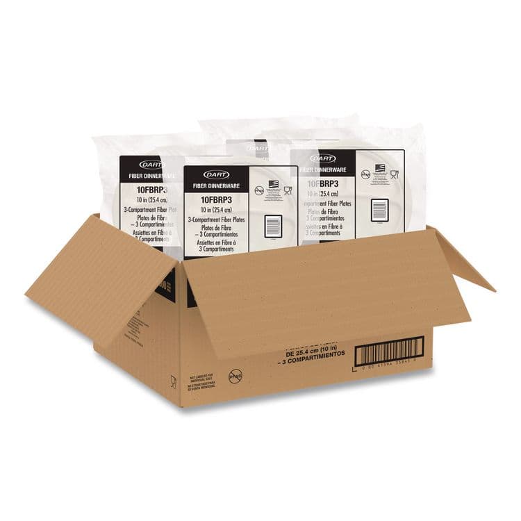 DART Compostable Molded Fiber Dinnerware, ProPlanet Seal, 3-Compartment Plate, 10.2" dia, Natural, 500/Carton (DCC10FBRP3) thumbnail 4