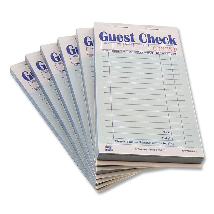 AMERCAREROYAL Guest Check Pad, 17 Lines, Two-Part Carbon, 3.5 x 6.7, 50 Forms/Pad, 50 Pads/Carton (RPPGC60002) thumbnail 2