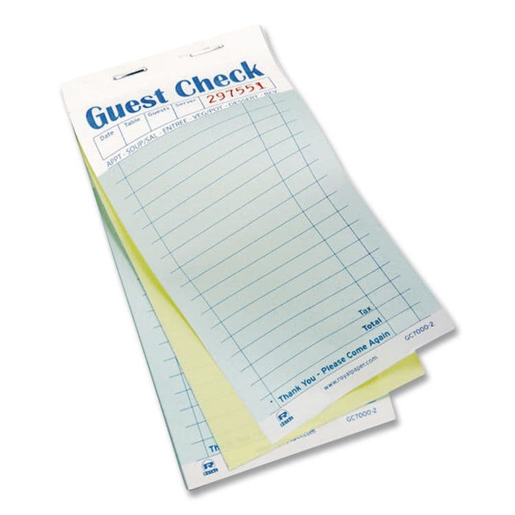 AMERCAREROYAL Guest Check Pad, 17 Lines, Two-Part Carbon, 3.5 x 6.7, 50 Forms/Pad, 50 Pads/Carton (RPPGC60002) thumbnail 4