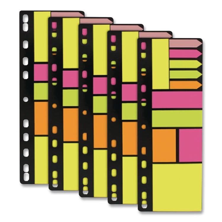 REDI-TAG CORPORATION Mixed Ring-Binder-Insertable Note Pad and Page Flag Set, Assorted Sizes and Colors, 11 Pads/Set, 5 Sets/Pack (RTG10249)