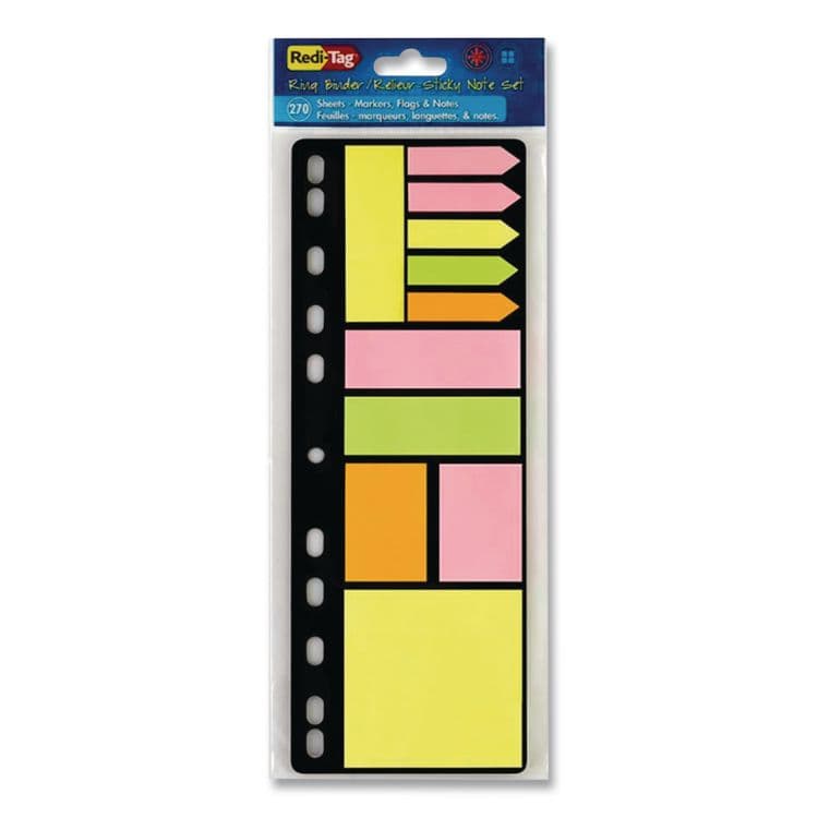 REDI-TAG CORPORATION Mixed Ring-Binder-Insertable Note Pad and Page Flag Set, Assorted Sizes and Colors, 11 Pads/Set, 5 Sets/Pack (RTG10249) thumbnail 3