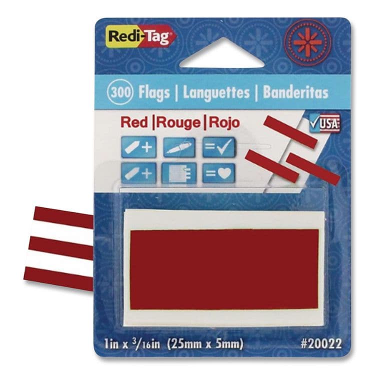 REDI-TAG CORPORATION Removable/Reusable Page Flags, Red, 300/Pack (RTG20022)