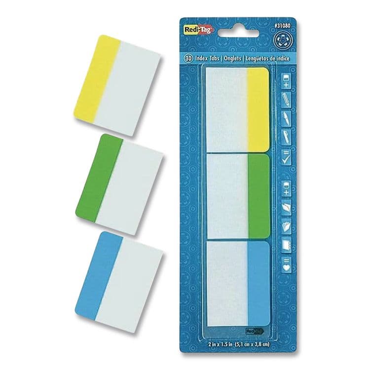REDI-TAG CORPORATION Write-On Index Tabs, 1/5-Cut, Assorted Colors, 2" Wide, 30/Pack (RTG31080) thumbnail 4