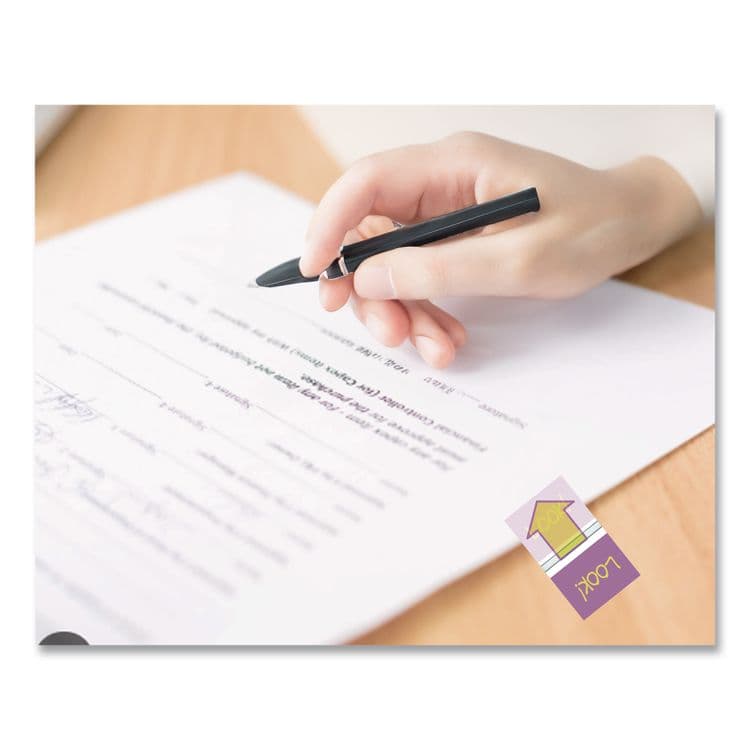 REDI-TAG CORPORATION Pop-Up Fab Page Flags w/Dispenser, "Look!", Purple/Yellow; Yellow/Teal, 100/Pack (RTG72039) thumbnail 4