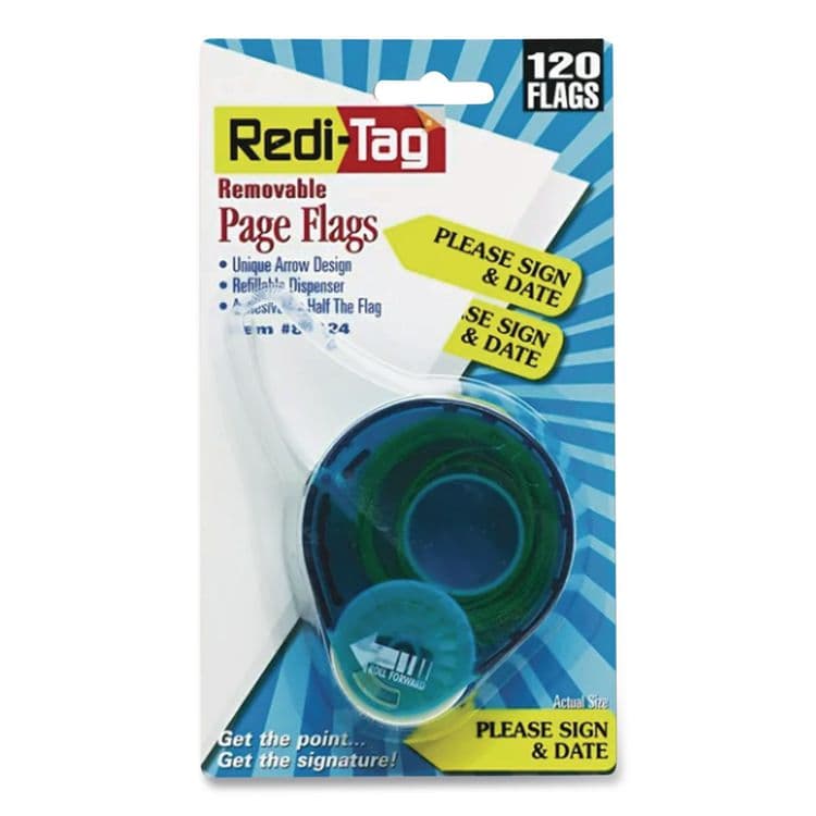 REDI-TAG CORPORATION Arrow Message Page Flags in Dispenser, "Sign Here", Yellow, 120 Flags/Pack (RTG81014)