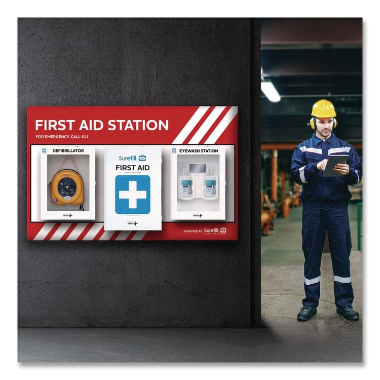AERO HEALTHCARE First Aid Station - First Aid, Eyewash, AED 350P, 4 Pieces, Metal Case (AOHSFFASP1) thumbnail 2