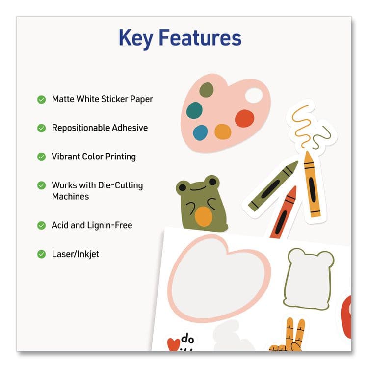 AVERY PRODUCTS CORPORATION Multipurpose Sticker Project Paper, Inkjet, 8.5 x 11, 15 Sheets/Pack (AVE3383) thumbnail 2