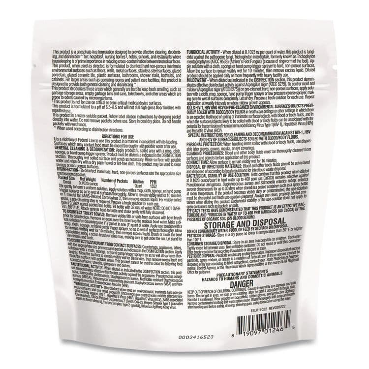 DIVERSEY Aqua ChemPacs Disinfectant Cleaner Pods, Marine Scent, 100 Chem Pacs/Pack, 4/Carton (DVO9321131) thumbnail 4