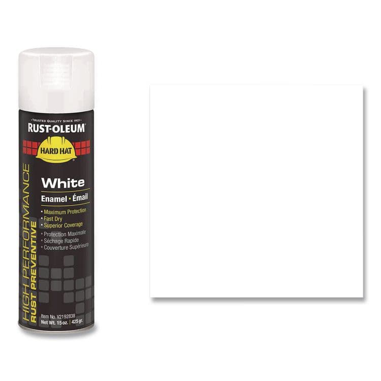 RUST-OLEUM CORPORATION Hard Hat High Performance V2100 System Rust Preventive Enamel Spray Paint, Flat White, 15 oz Aerosol Can, 6/Carton (RSTV2192838) thumbnail 3