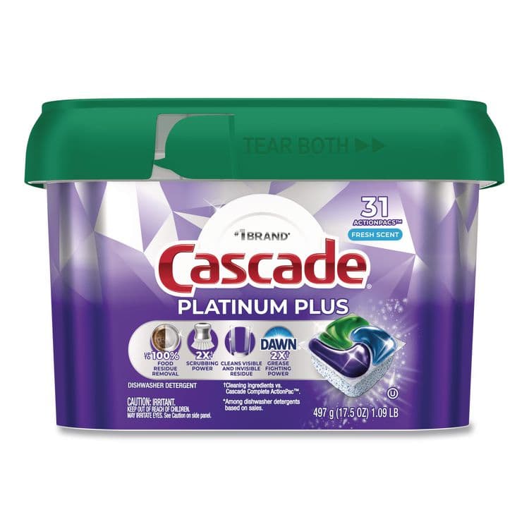 PROCTER & GAMBLE Platinum Plus ActionPacs Dishwasher Detergent Pods, Fresh Scent, 20.7 oz Tub, 31/Pack (PGC06157PK)