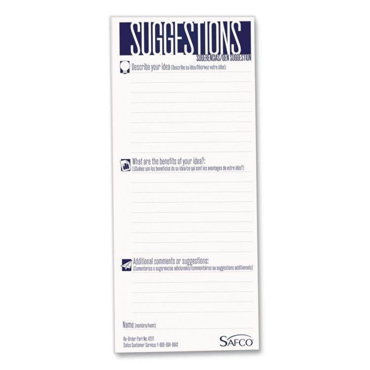 SAFCO PRODUCTS Suggestion Box Cards, 3.5 x 8, White, 25/Pack (SAF4231) thumbnail 4