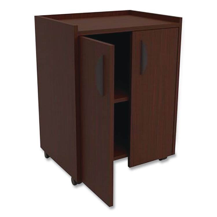 SAFCO PRODUCTS Mobile Refreshment Center, Engineered Wood, 3 Shelves, 23" x 18" x 31", Mahogany (SAF8953MH) thumbnail 3