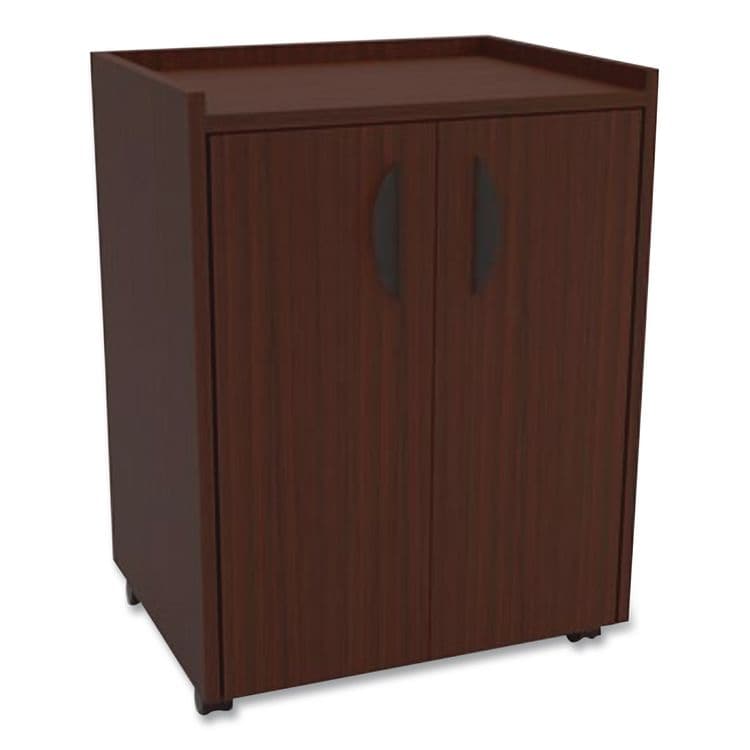 SAFCO PRODUCTS Mobile Refreshment Center, Engineered Wood, 3 Shelves, 23" x 18" x 31", Mahogany (SAF8953MH)