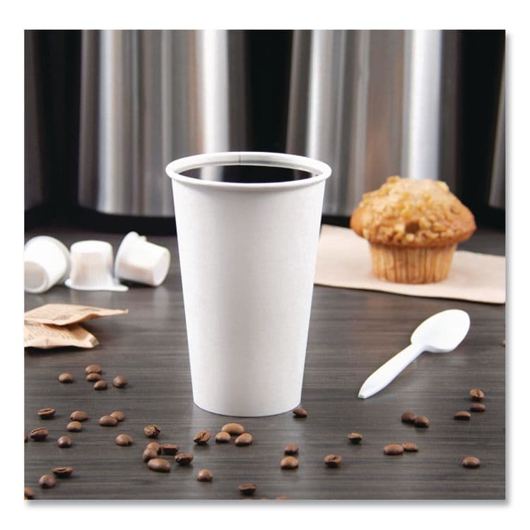 DART Paper Hot Cups, 16 oz, White, 50/Pack (SCC316WPK) thumbnail 3