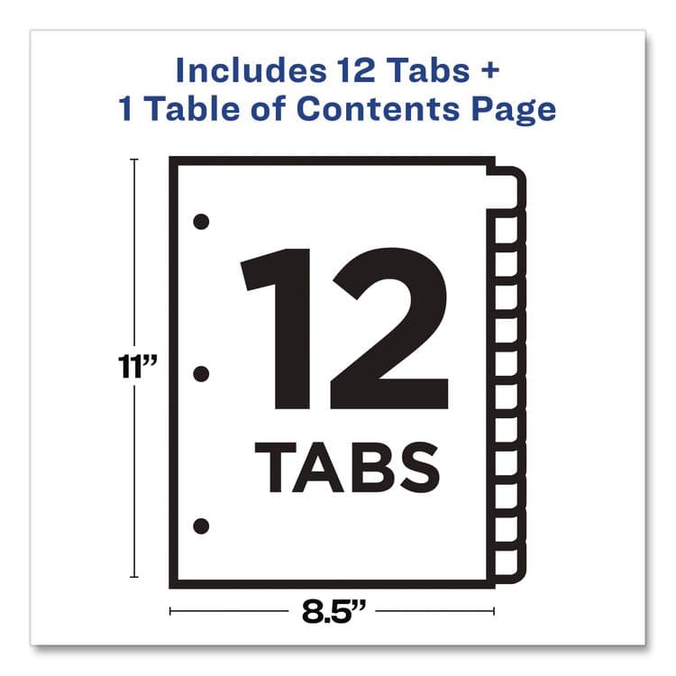AVERY PRODUCTS CORPORATION Customizable TOC Ready Index Black and White Dividers, 12-Tab, 1 to 12, 11 x 8.5, 1 Set (AVE11140) thumbnail 4