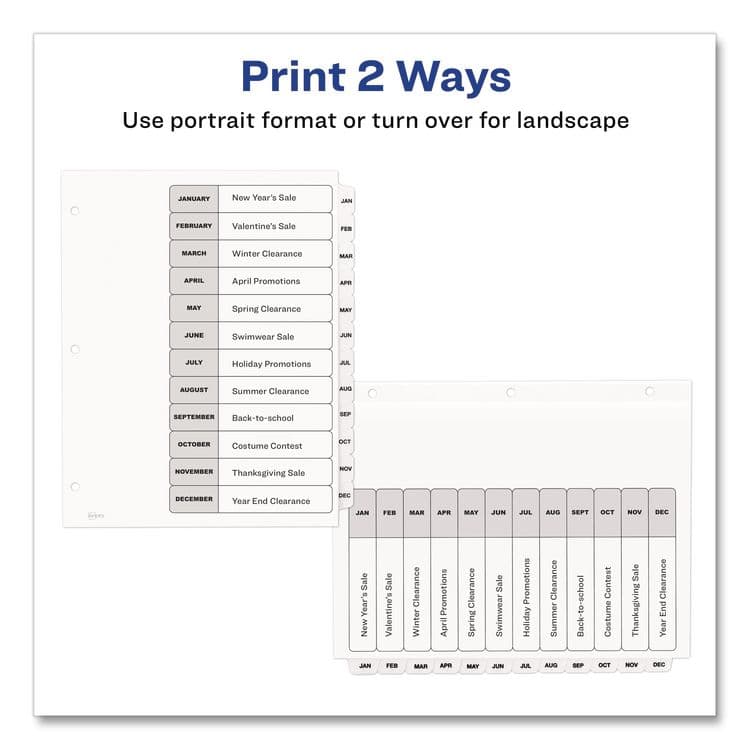AVERY PRODUCTS CORPORATION Customizable TOC Ready Index Black and White Dividers, 12-Tab, Jan. to Dec., 11 x 8.5, 1 Set (AVE11126) thumbnail 3