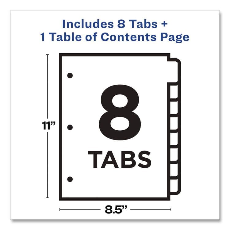 AVERY PRODUCTS CORPORATION Customizable TOC Ready Index Black and White Dividers, 8-Tab, 1 to 8, 11 x 8.5, 1 Set (AVE11132) thumbnail 4