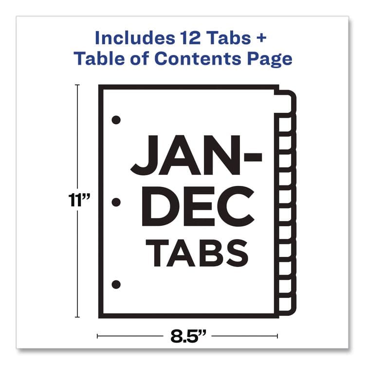 AVERY PRODUCTS CORPORATION Customizable TOC Ready Index Multicolor Tab Dividers, 12-Tab, Jan. to Dec., 11 x 8.5, White, Traditional Color Tabs, 1 Set (AVE11127) thumbnail 4
