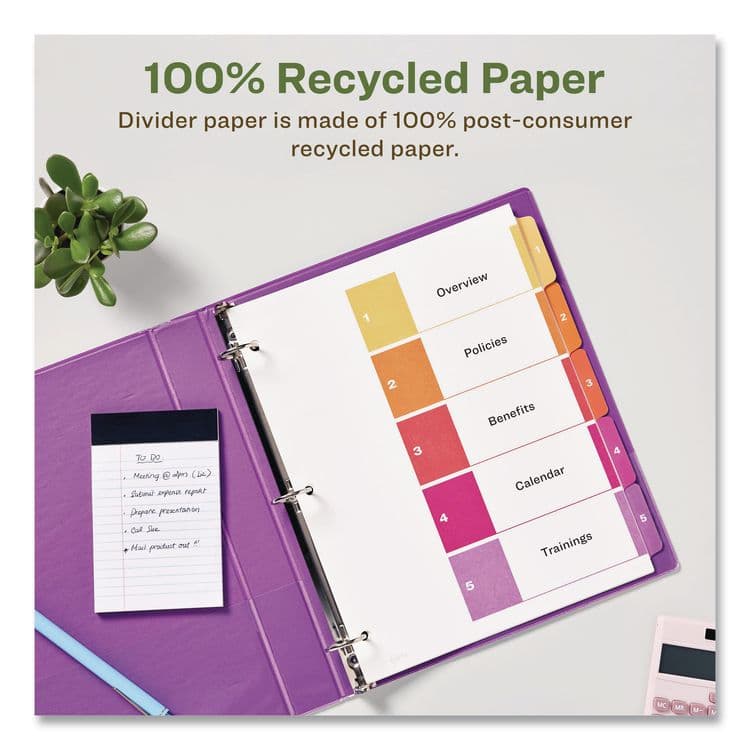 AVERY PRODUCTS CORPORATION Customizable Table of Contents Ready Index Dividers with Multicolor Tabs, 5-Tab, 1 to 5, 11 x 8.5, White, 3 Sets (AVE11080) thumbnail 3