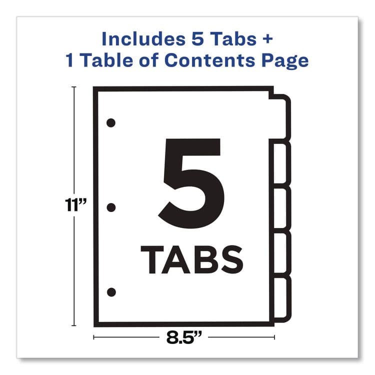 AVERY PRODUCTS CORPORATION Customizable TOC Ready Index Multicolor Tab Dividers, 5-Tab, 1 to 5, 11 x 8.5, White, Traditional Color Tabs, 1 Set (AVE11131) thumbnail 4