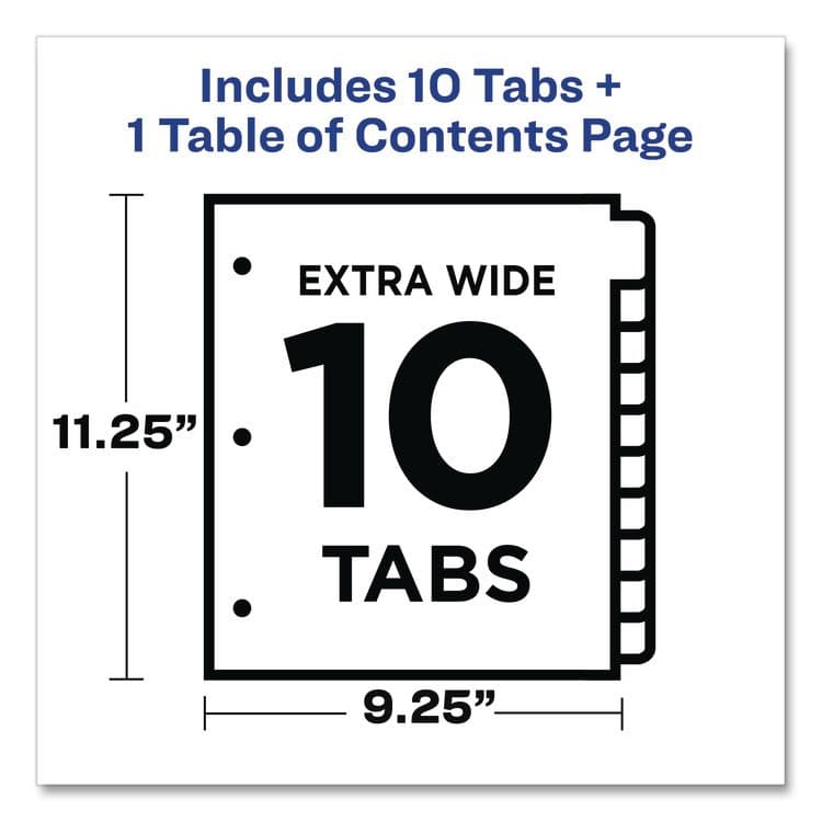 AVERY PRODUCTS CORPORATION Customizable TOC Ready Index Multicolor Tab Dividers, Extra Wide Tabs, 10-Tab, 1 to 10, 11 x 9.25, White, 1 Set (AVE11165) thumbnail 3