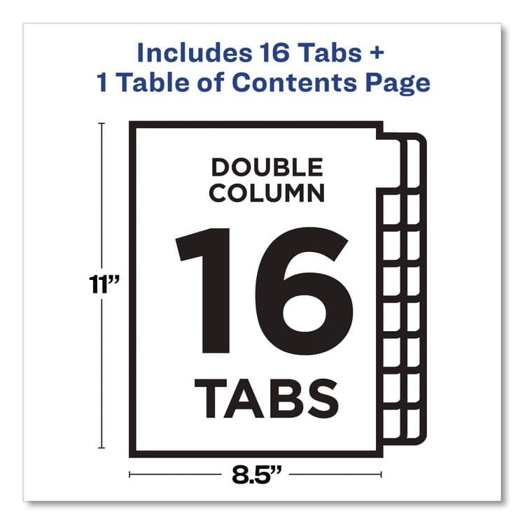 AVERY PRODUCTS CORPORATION Customizable TOC Ready Index Double Column Multicolor Tab Dividers, 16-Tab, 1 to 16, 11 x 8.5, White, 1 Set (AVE11320) thumbnail 4