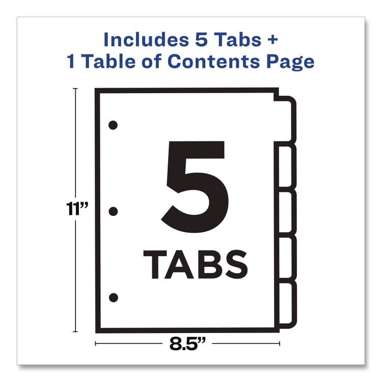 AVERY PRODUCTS CORPORATION Customizable Table of Contents Ready Index Dividers with Multicolor Tabs, 5-Tab, 1 to 5, 11 x 8.5, Translucent, 1 Set (AVE11816) thumbnail 4