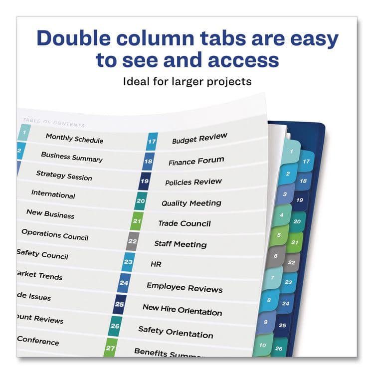 AVERY PRODUCTS CORPORATION Customizable TOC Ready Index Double Column Multicolor Tab Dividers, 32-Tab, 1 to 32, 11 x 8.5, White, 1 Set (AVE11322) thumbnail 3