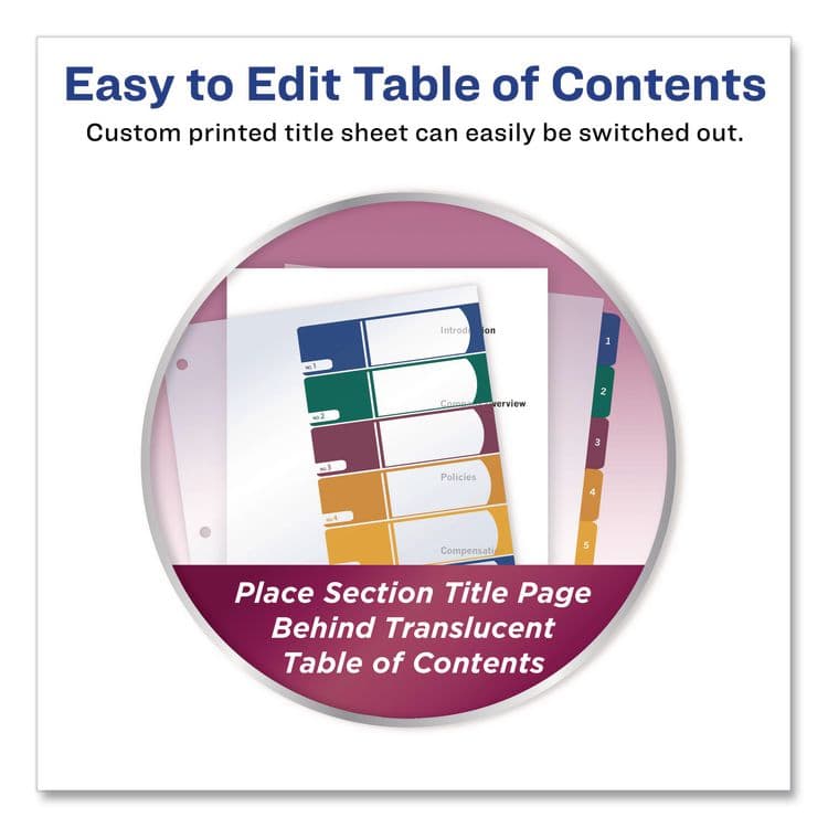 AVERY PRODUCTS CORPORATION Customizable Table of Contents Ready Index Dividers with Multicolor Tabs, 8-Tab, 1 to 8, 11 x 8.5, Translucent, 1 Set (AVE11817) thumbnail 2