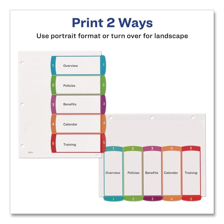 AVERY PRODUCTS CORPORATION Customizable TOC Ready Index Multicolor Tab Dividers, 5-Tab, 1 to 5, 11 x 8.5, White, Contemporary Color Tabs, 1 Set (AVE11840) thumbnail 3