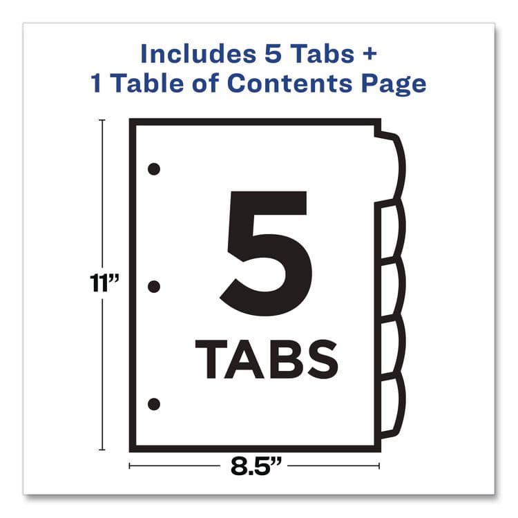 AVERY PRODUCTS CORPORATION Customizable TOC Ready Index Multicolor Tab Dividers, 5-Tab, 1 to 5, 11 x 8.5, White, Contemporary Color Tabs, 1 Set (AVE11840) thumbnail 4