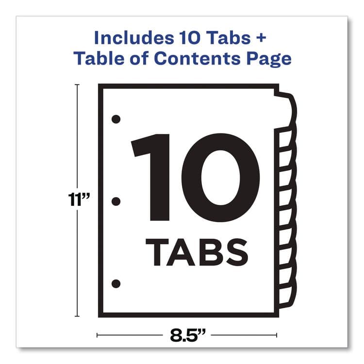 AVERY PRODUCTS CORPORATION Customizable TOC Ready Index Multicolor Tab Dividers, 10-Tab, 1 to 10, 11 x 8.5, White, Contemporary Color Tabs, 1 Set (AVE11842) thumbnail 4