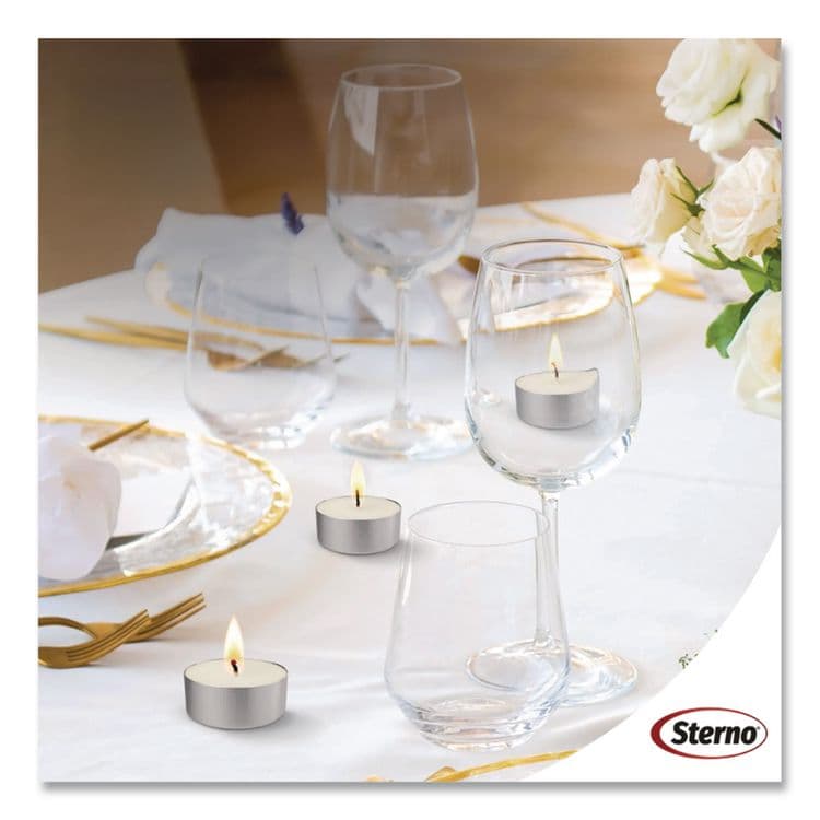 STERNO GROUP Tealight Candle, 5 Hour Burn, 0.5"h, White, 50/Pack, 10 Packs/Carton (STE40100) thumbnail 4