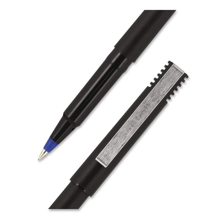 UNI Rollerball Pen, Stick, Micro 0.5 mm, Blue Ink, Black/Blue Barrel, 72/Pack (UBC2013566) thumbnail 2