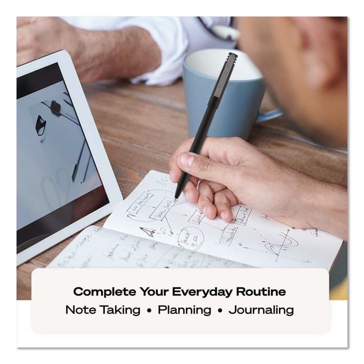 UNI Rollerball Pen, Stick, Micro 0.5 mm, Blue Ink, Black/Blue Barrel, 72/Pack (UBC2013566) thumbnail 4