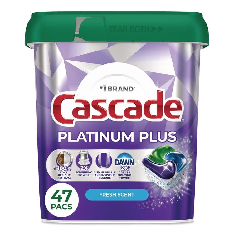 PROCTER & GAMBLE Platinum Plus ActionPacs Dishwasher Detergent Pods, Fresh Scent, 28.4 oz Tub, 47/Pack (PGC06156PK)