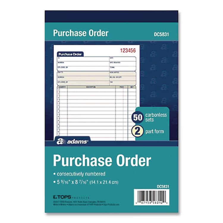 CARDINAL BRANDS . Multipart Purchase Order Pad, Two-Part Carbonless, 7.94 x 5.56, 50 Forms/Pad, 10 Pads/Pack (ABFDC583110) thumbnail 3
