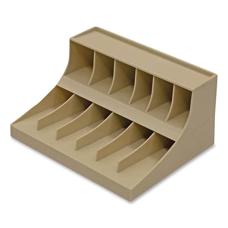 CONTROLTEK Coin Wrapper and Bill Strap Two-Tier Rack, 11 Compartments, 9.38" x 8.13" x 4.63", Pebble Beige (CNK500013) thumbnail 2