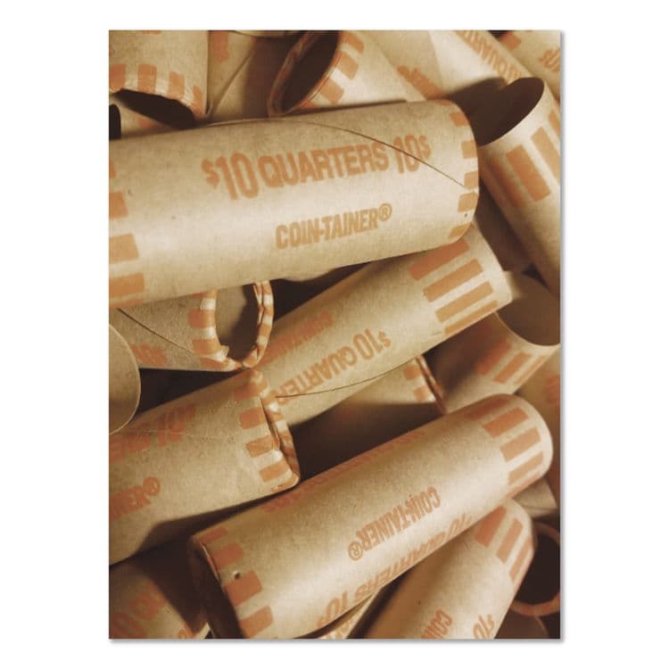 CONTROLTEK Gunshell Crimped-End Coin Wrapper, Quarters, Orange/Kraft, 1,000/Pack (CNK560054) thumbnail 3