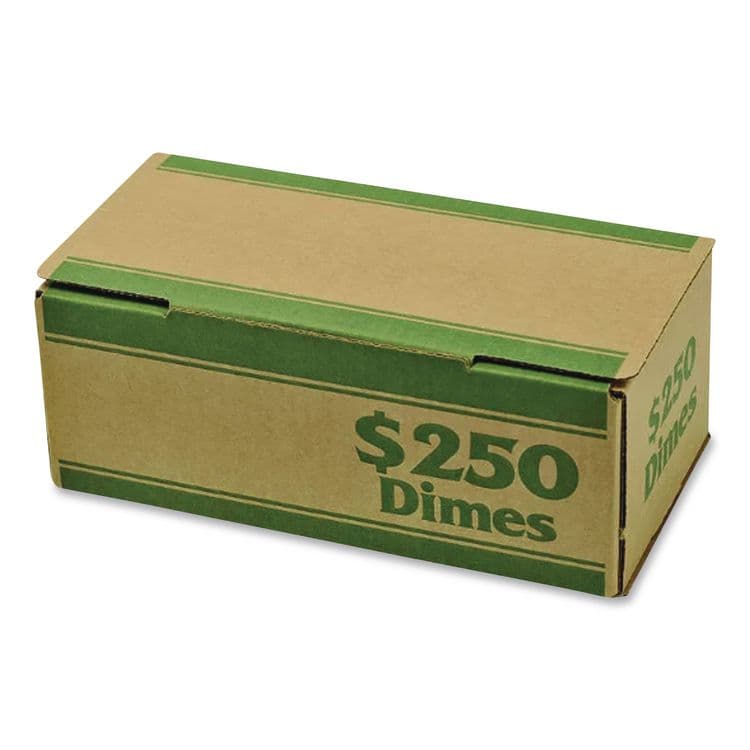 CONTROLTEK Dimes Coin Box, Accommodates $250 in Dimes, 15.5" x 19.25" x 4.5", Green/Kraft, 50/Pack (CNK560061) thumbnail 2