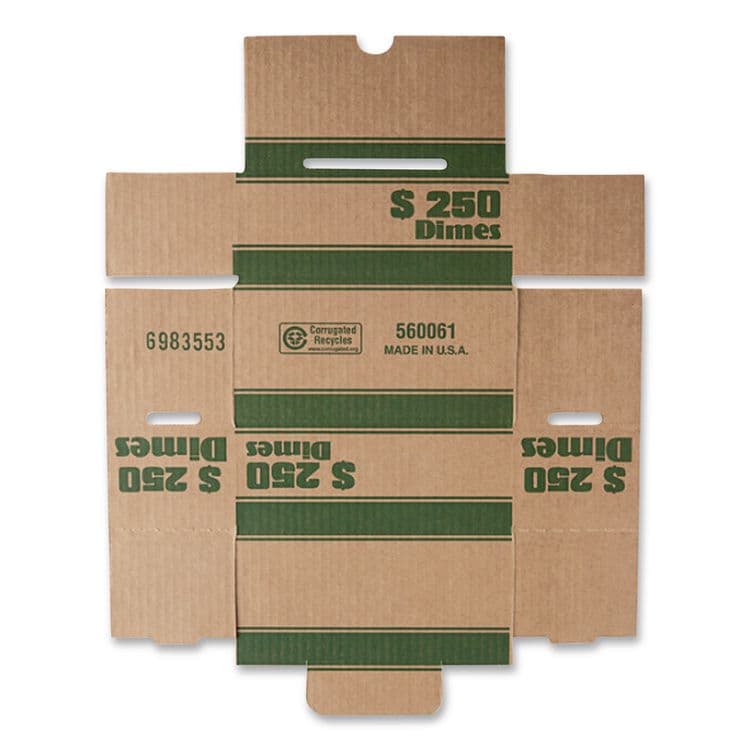 CONTROLTEK Dimes Coin Box, Accommodates $250 in Dimes, 15.5" x 19.25" x 4.5", Green/Kraft, 50/Pack (CNK560061) thumbnail 4